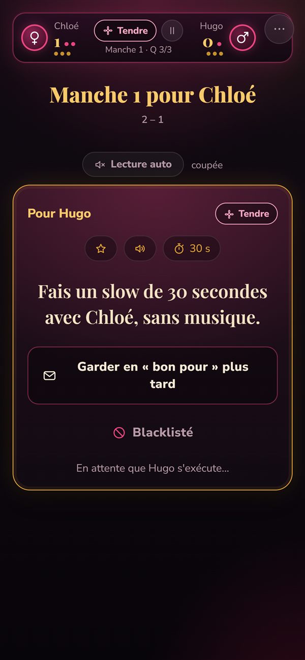 Fin de manche : le gage du perdant